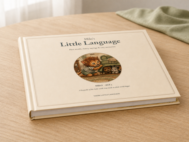 Close view of the personalized sample hardcover and its printed pages