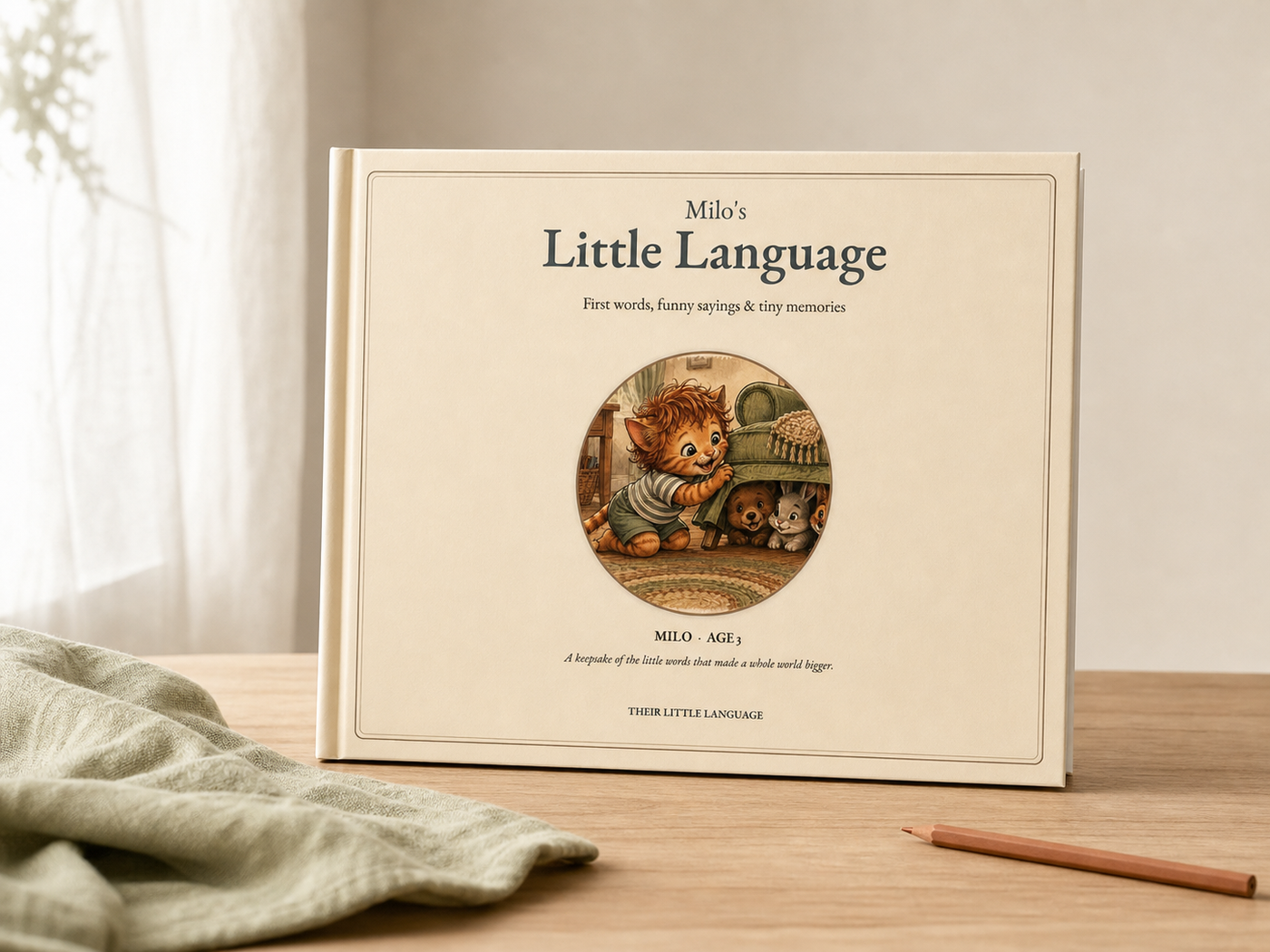 Their Little Language personalized cream landscape hardcover front cover
